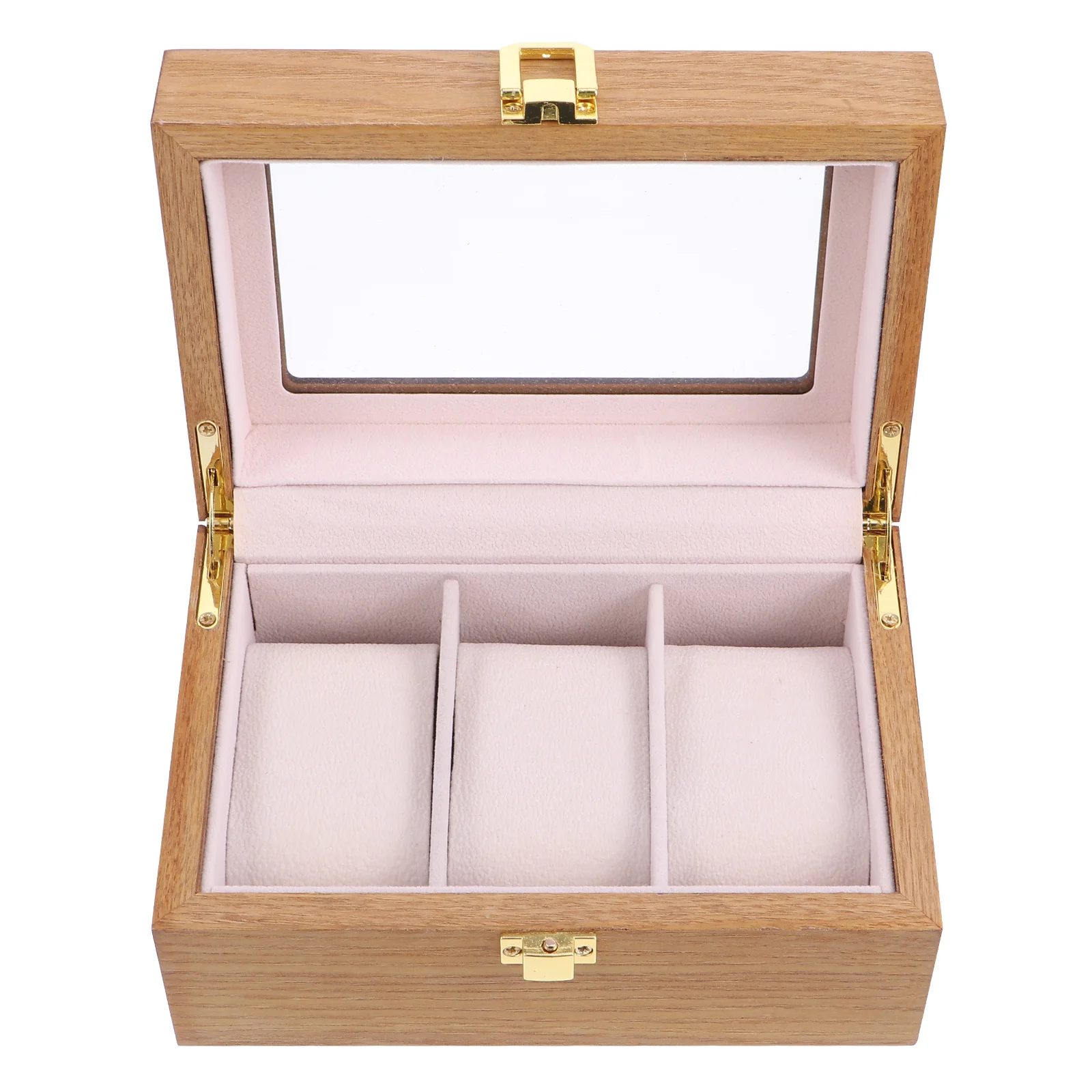 

1Pcs Wooden Watch Display Case High Quality 3 Slots Organizer with Lock Glass Display Storage Box Watch Storage Case