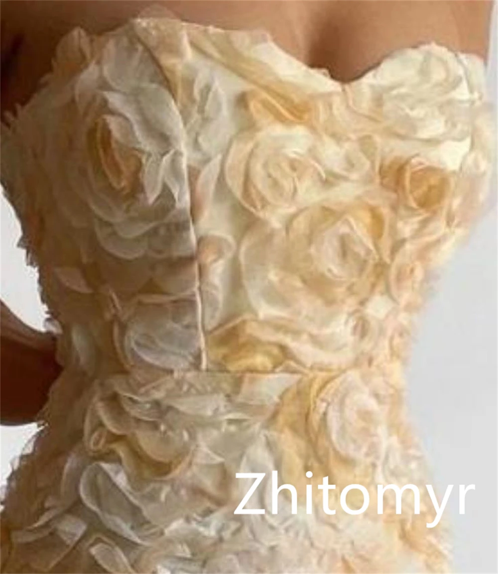 Personalizado sexy intrincado sem alças bainha vestidos de festa flor abraçando saias cetim baile de formatura vestido de festa mulher luxo 2023