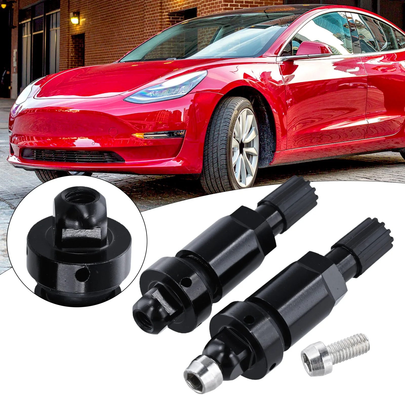 Black TPMS Valve Stem Kit Valve Stem Replacement Alloy Material Long-lasting Performance Airtight Fit For Tesla