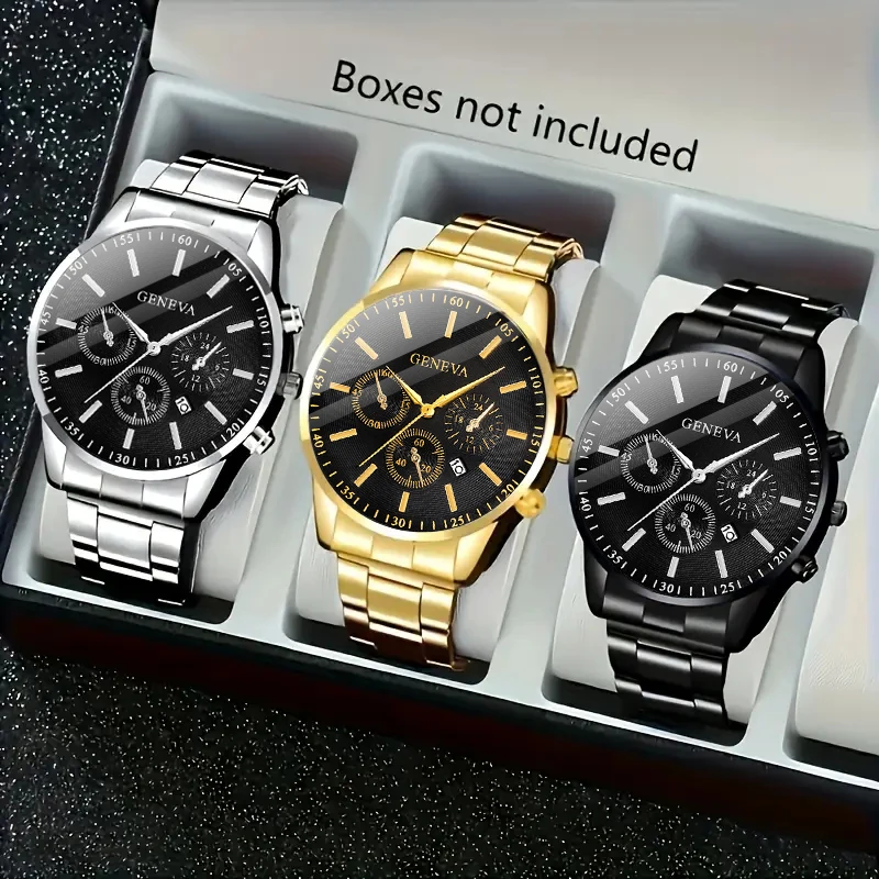 3-piece men's popular watch set, quartz watch combination, latest model, the choice of fashion enthusiasts