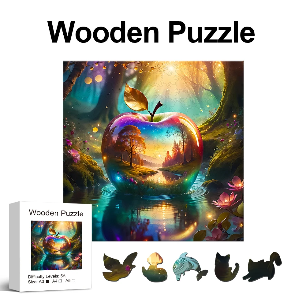 Appellandschap Creatieve houten puzzel, uniek onregelmatig houten speelgoed in de vorm van een dier, creatieve handgemaakte decoraties, woondecoratie
