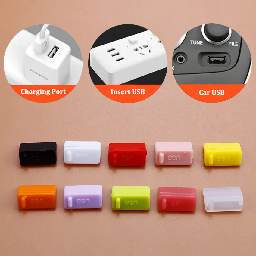 JCD 10PCS USB Type A Female Anti-Dust Plug Stopper Cap Cover Protector Lid Dust Plug Scratch Waterproof Mobile Phone Accessories