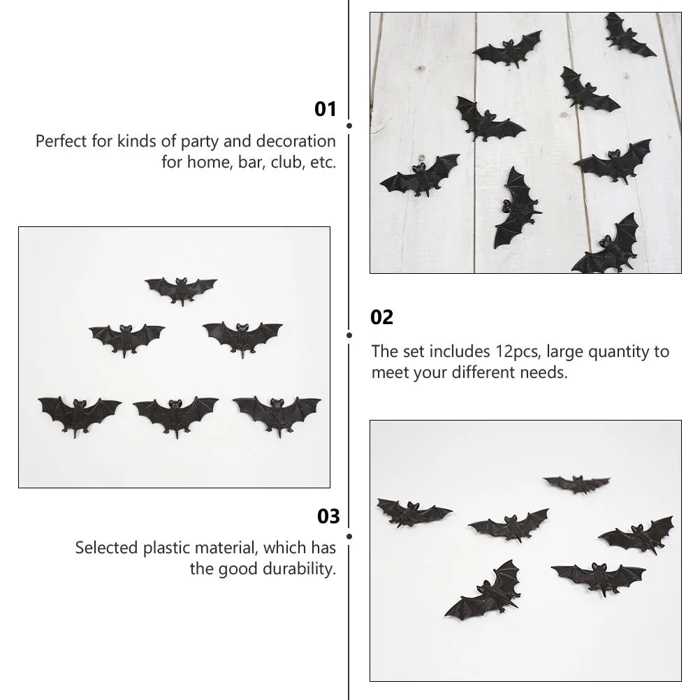

12Pcs Realistic Plastic Bat Decoration Halloween Party Supplies Spooky Bat Prop Prank Decor Halloween Decor Party Supply