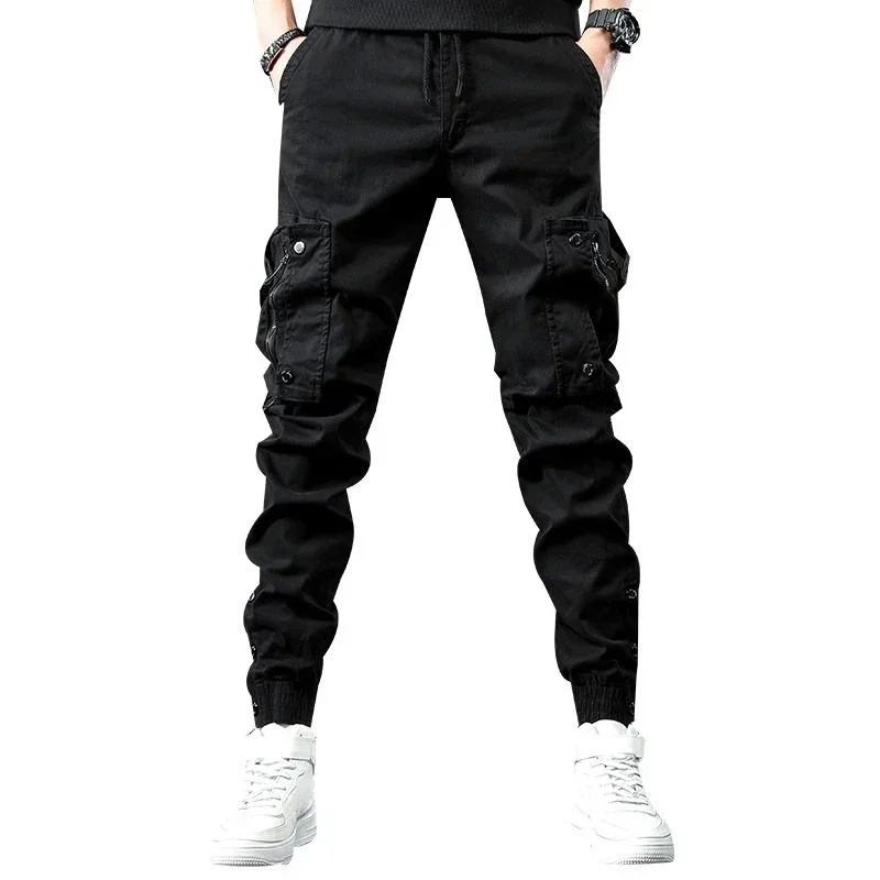 Trousers Black Cargo Jeans for Men with Pockets Male Cowboy Pants Motorcycle Classic 2024 Trend Designer Autumn Clothing Denim