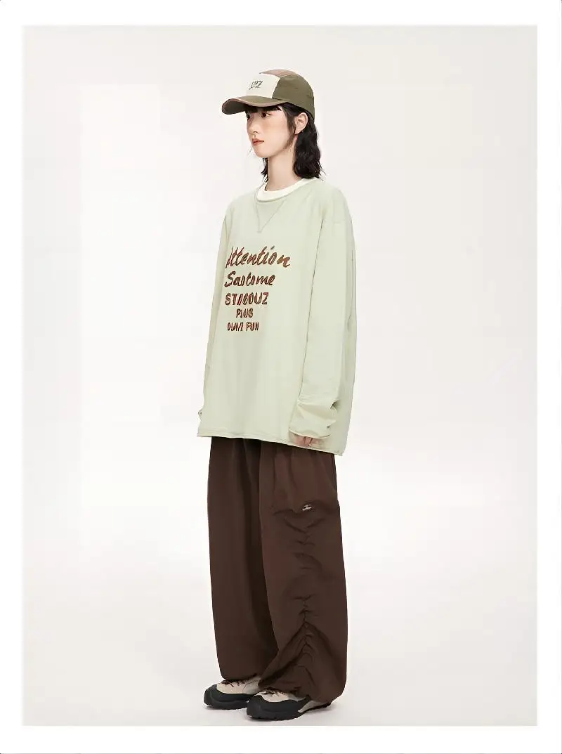 بنطال ذو قصة أرجل واسعة مرونة الخصر للمرأة الشتاء امبسوول صالة سميكة الدفء أفخم دافئ مريح لطيف اصطف بنطلون Highstreet Y2K