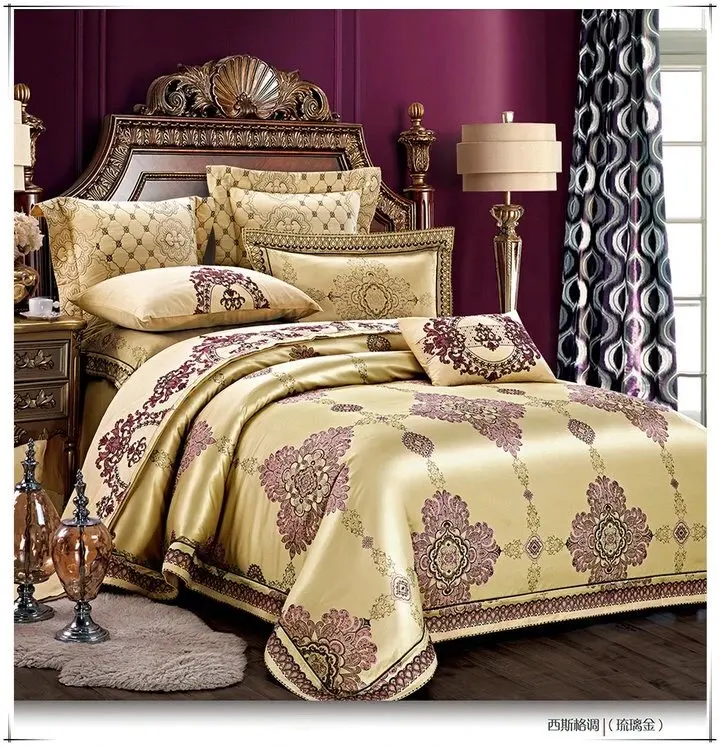 Luxury Cotton Duvet Cover Bed Sheets 4-pieces Kit Bedding Set Pillowcase Quilt Covers Jacquard Designs