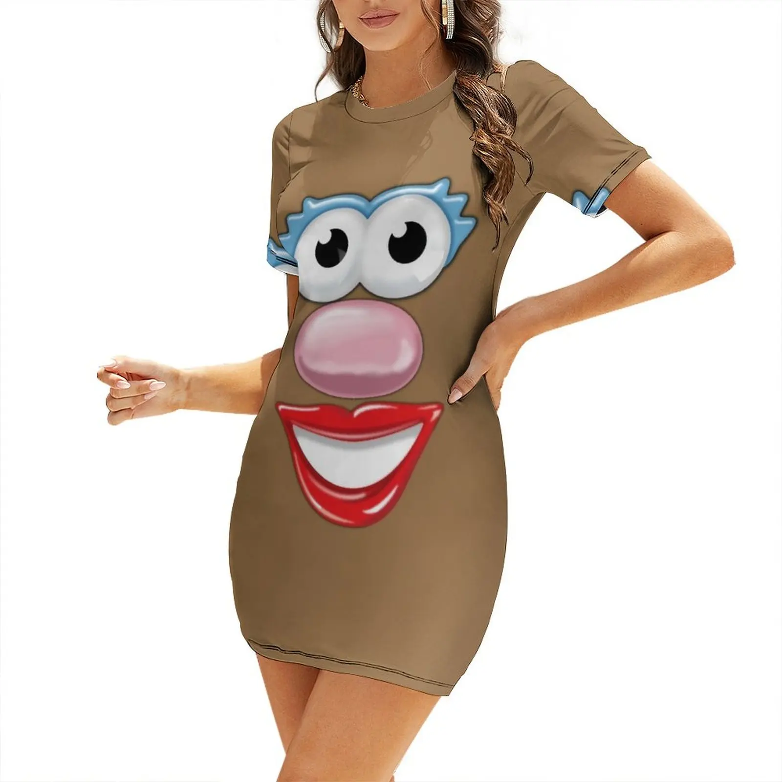 

Mrs Potato Head Short Sleeved Dress dress for woman women's luxury party dress womans clothing