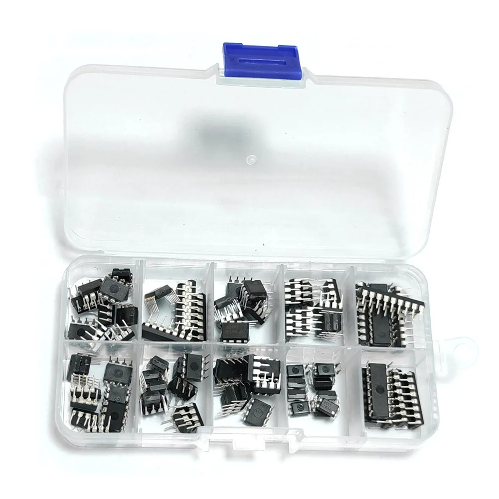 85 Pcs IC Chip Assortment Integrated Circuit Chip Assortment Kit DIP IC Socket Set For Opamp Single Precision Timer