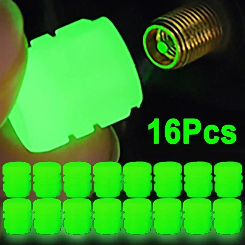4/8/16pcs Universal Car Luminous Tire Valve Caps Fluorescent Night Glowing Motorcycle Bicycle Bike Wheel Tyre Hub Caps Decor