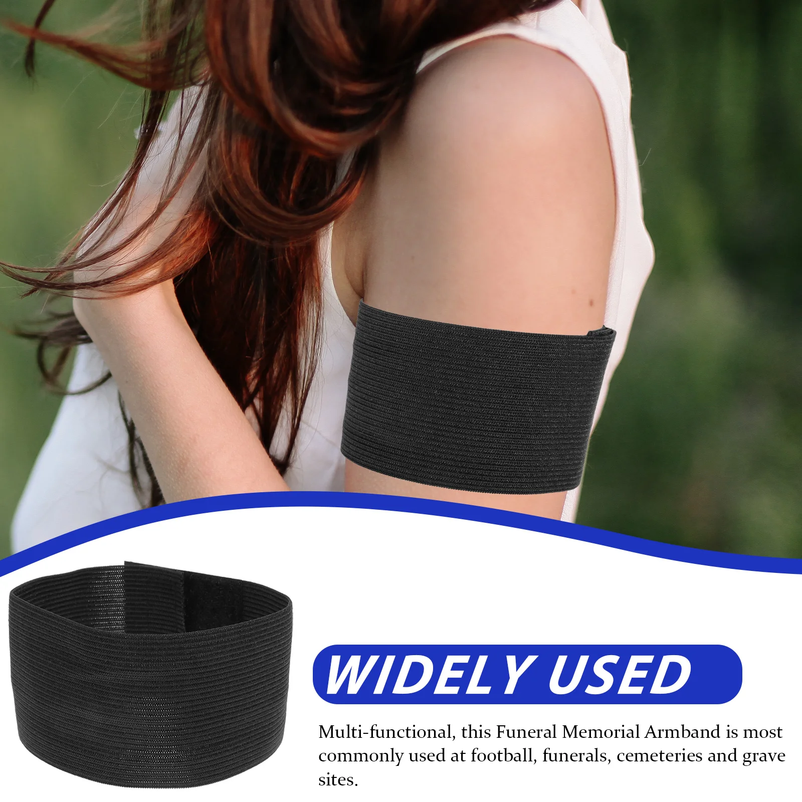 

10pcs Black Funeral Armband Elastic Memorial Arm Band For Mourning Ceremony Adjustable Death Remembrance Accessory Funeral