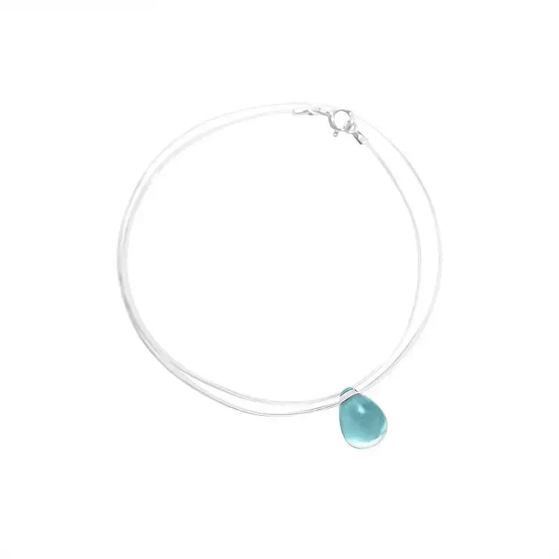 INZATT-collar de plata de ley 925 con perla de cristal, Gargantilla con colgante de circonita, línea de pesca, joyería fina para mujer, envío directo