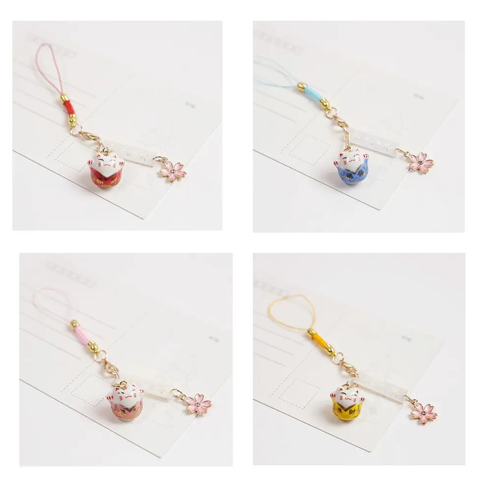 اكسسوارات كيرينغ لتقوم بها بنفسك سحر الهاتف سحر محظوظ القط المفاتيح أحزمة هاتف المحمول Maneki Neko الحلي الهاتف المحمول الحبل