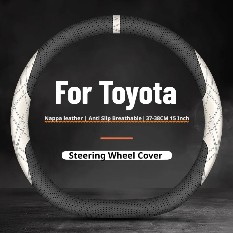 New Two‑Tone Color Car Steering Wheel Cover Leather 38CM For Toyota Camry RAV4 Sienna Venza Crown Fortuner Car Accessories