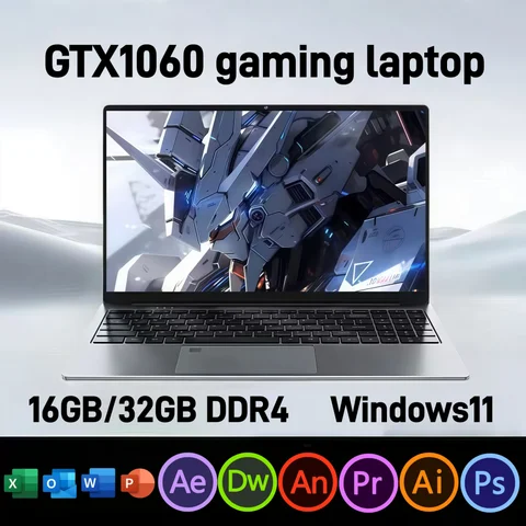 GTX1060 15.6 "intel N95 laptop da gioco computer portatile notebook pc 32 GB DDR4 1 TB SSD laptop Gamer Windows11 Tastiera retroilluminata