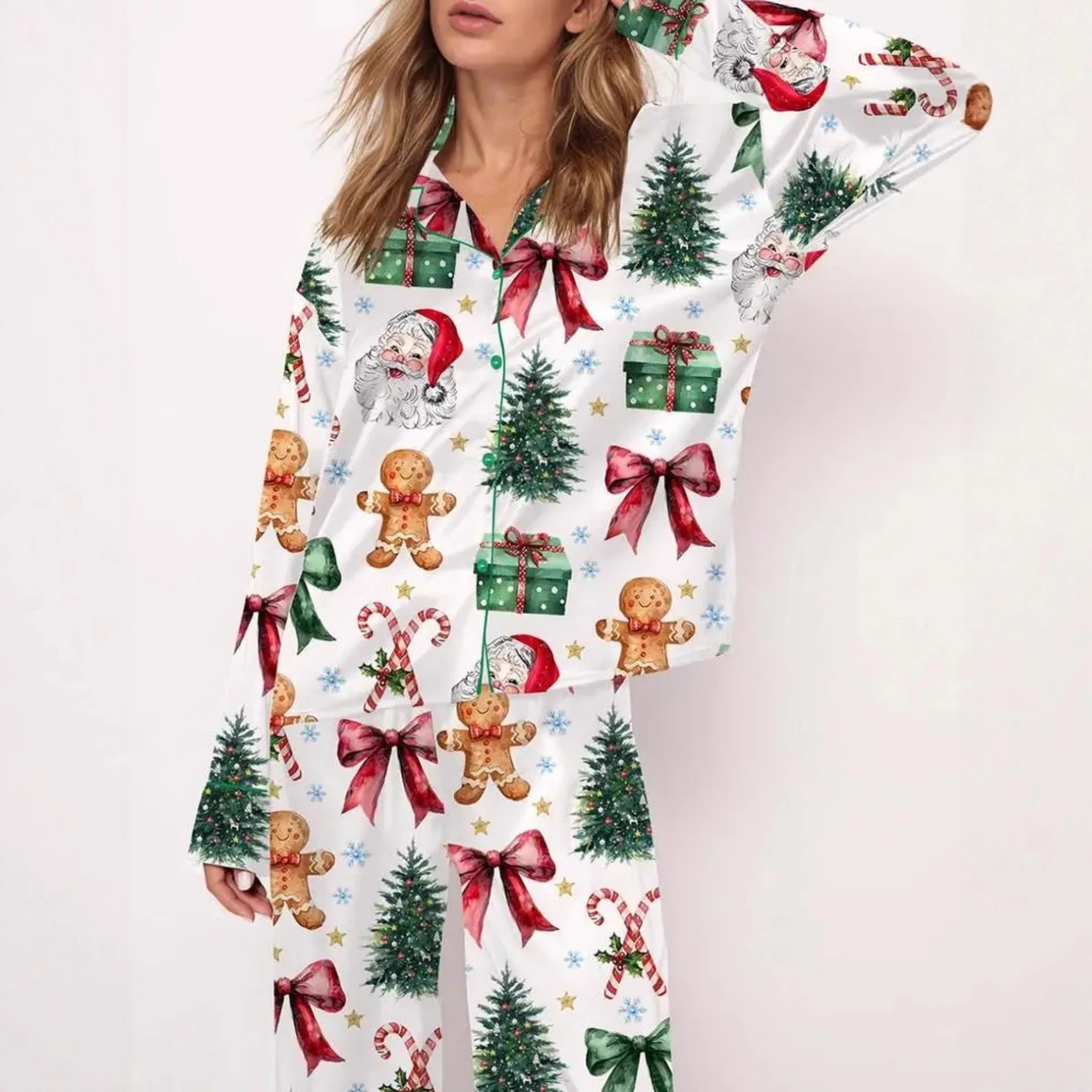 

Women's Christmas Pajamas Fashionable Casual Comfortable 3D Printed Y2k Long Sleeve Pants Pyjama Suit 2025 New Loungewear