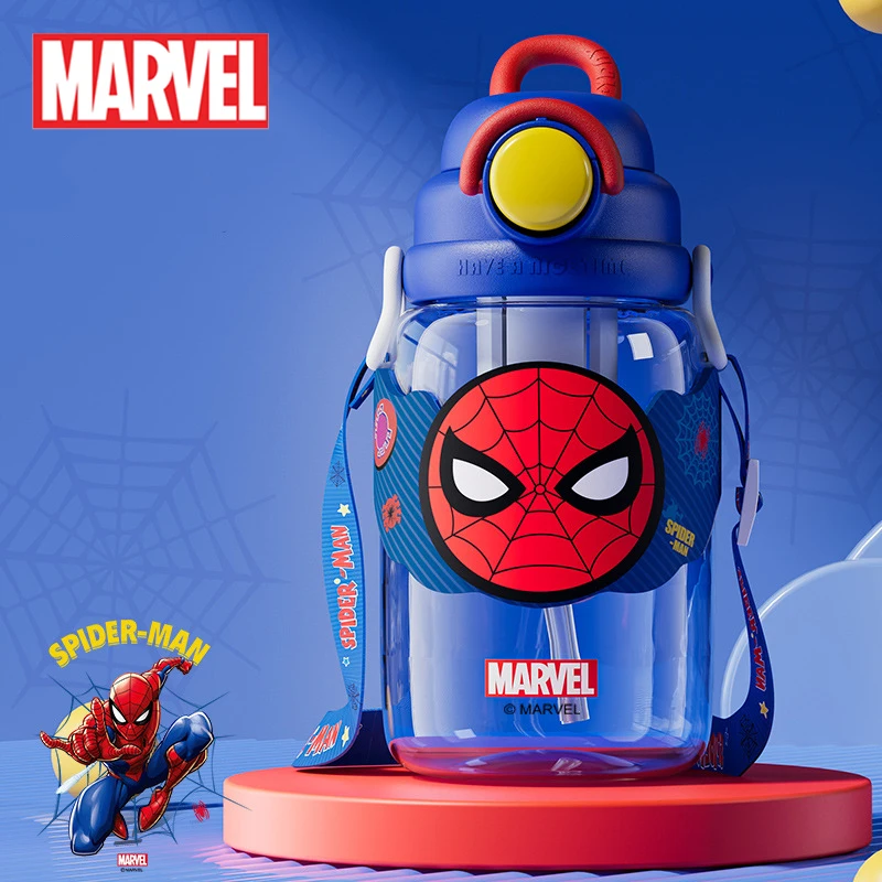 

Marvel 1000ml Straw Water Cup Direct Drinking Detachable High Capacity Spider Man Baby Lanyard Kettle Bottle Children Student