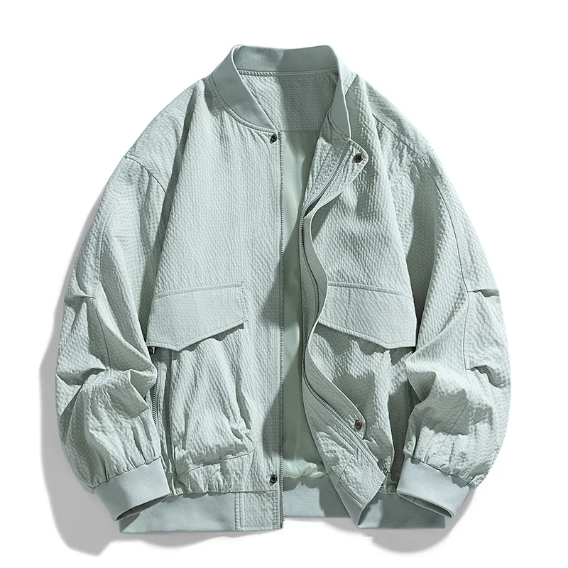 2025 Spring New Men's Casual Jacket Men's Fashion Loose Stand Collar Overcoat Windproof Waterproof Zipper Baseball Jacket