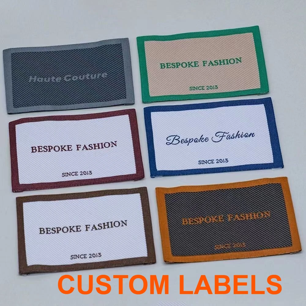 

500pcs Custom Clothing Woven Labels, Twill Fabric Care Tags with Logo, Sewing Brand Labels for Garments Apparel Accessories