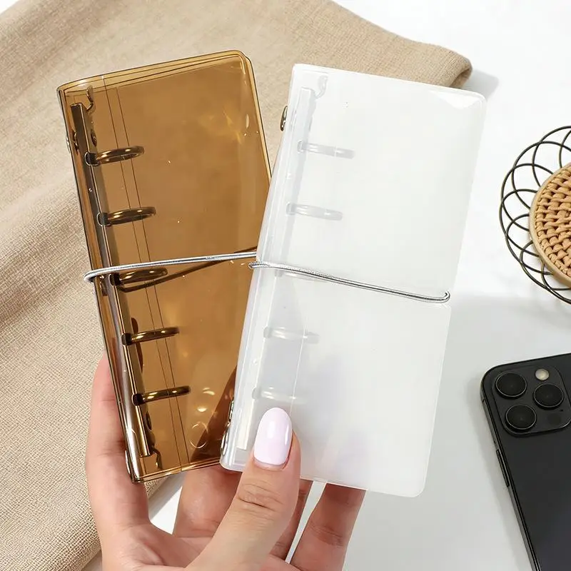 Compact Size Transparent PVC Binder Notebook M2.5 With Elastic Band Photo Card Organizer DIY Loose-leaf Journal Students