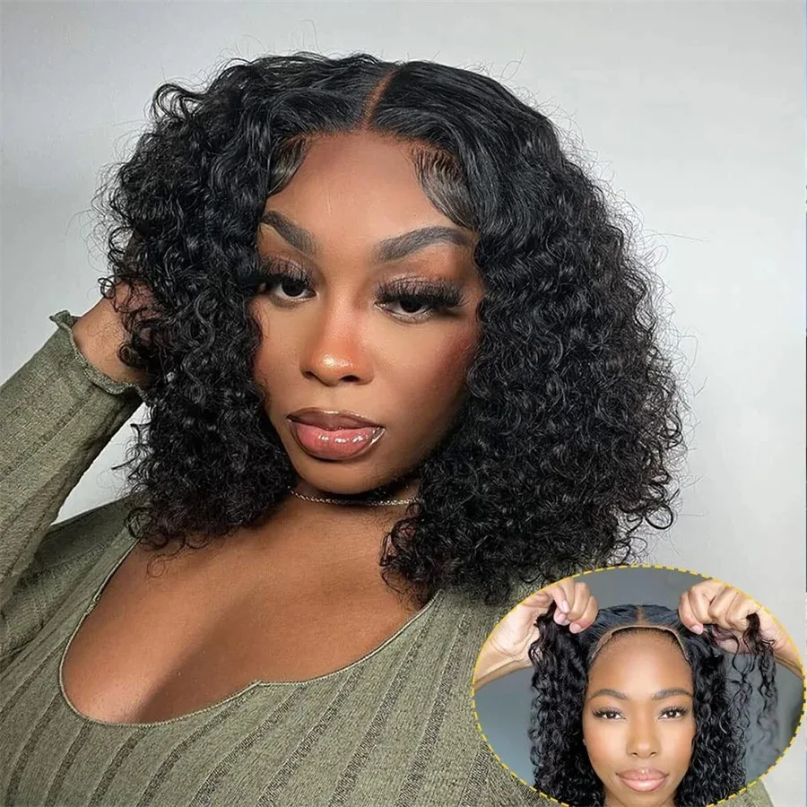 

Upgraded Glueless Wigs Deep Wave Hair Bob Wigs 100% Human Hair Lace Front Wigs No Glue HD Transparent Lace Wigs For Women