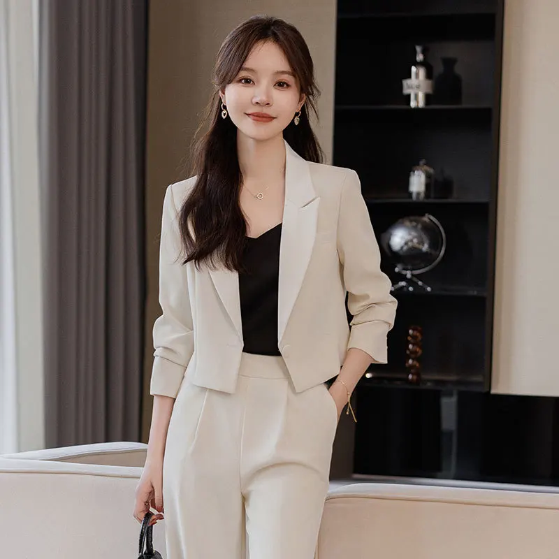 Casual Short Small Suit Jacket for Women Spring and Autumn New High Sense Small Korean Style Loose Professional Tailored Suit Su