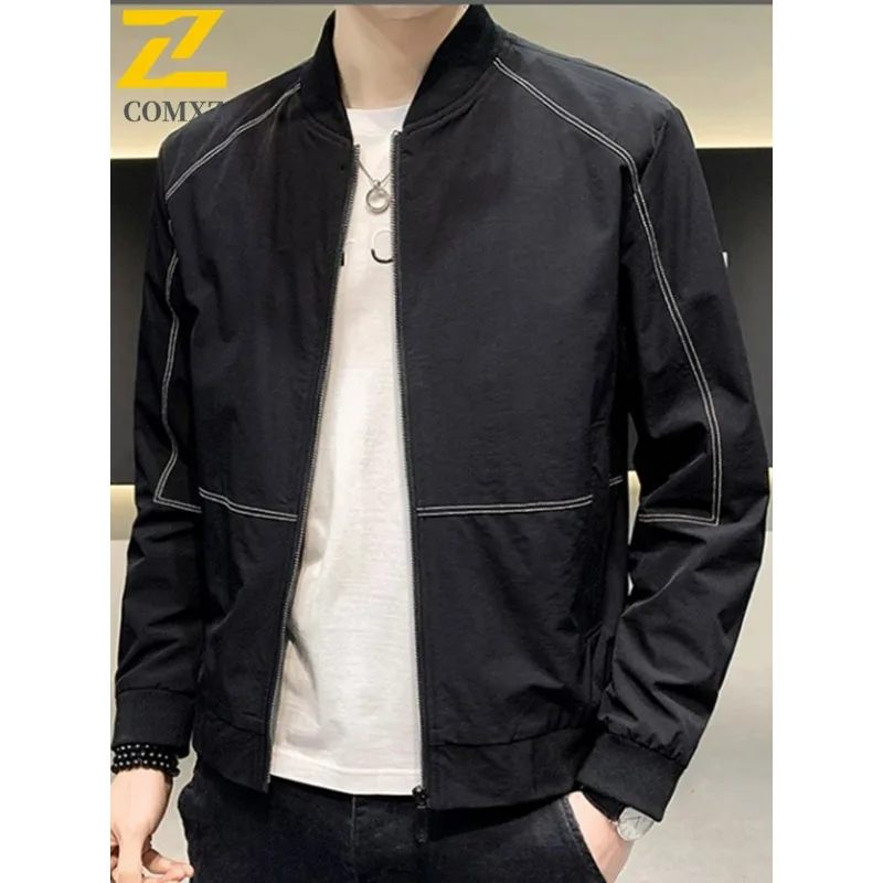 

COMXZ модная мужская куртка модный воротник с вырезом в американском стиле модное ветрозащитное пальто самосовершенствование легкая осенняя одежда