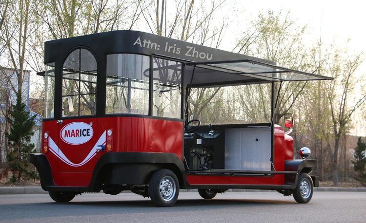 มือถือ Retro Shawarma รถบรรทุกอาหารแฮมเบอร์เกอร์อาหารรถเข็นอาหารยานพาหนะสําหรับขาย