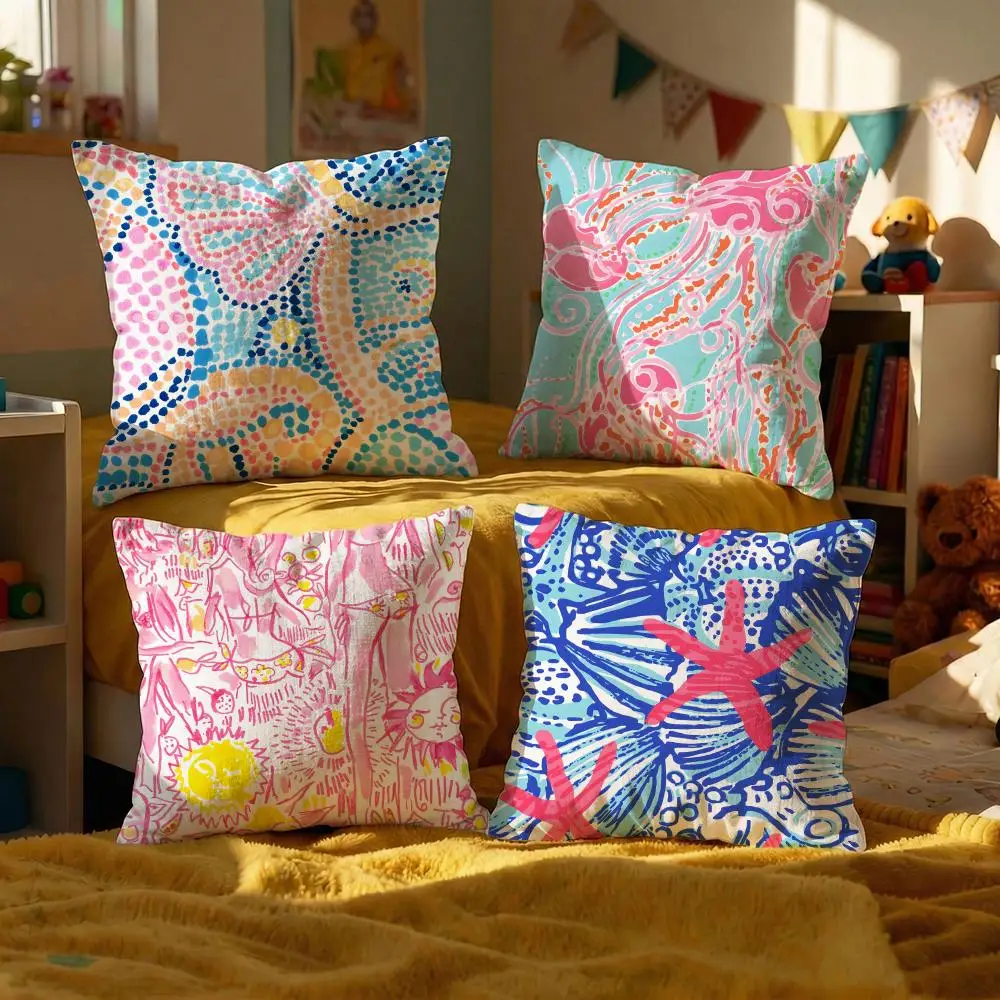 Fashion Lilly Pulitzer Cushion Cover Decorative Cushions Covers Cover Sofa Pillow Pillowcase