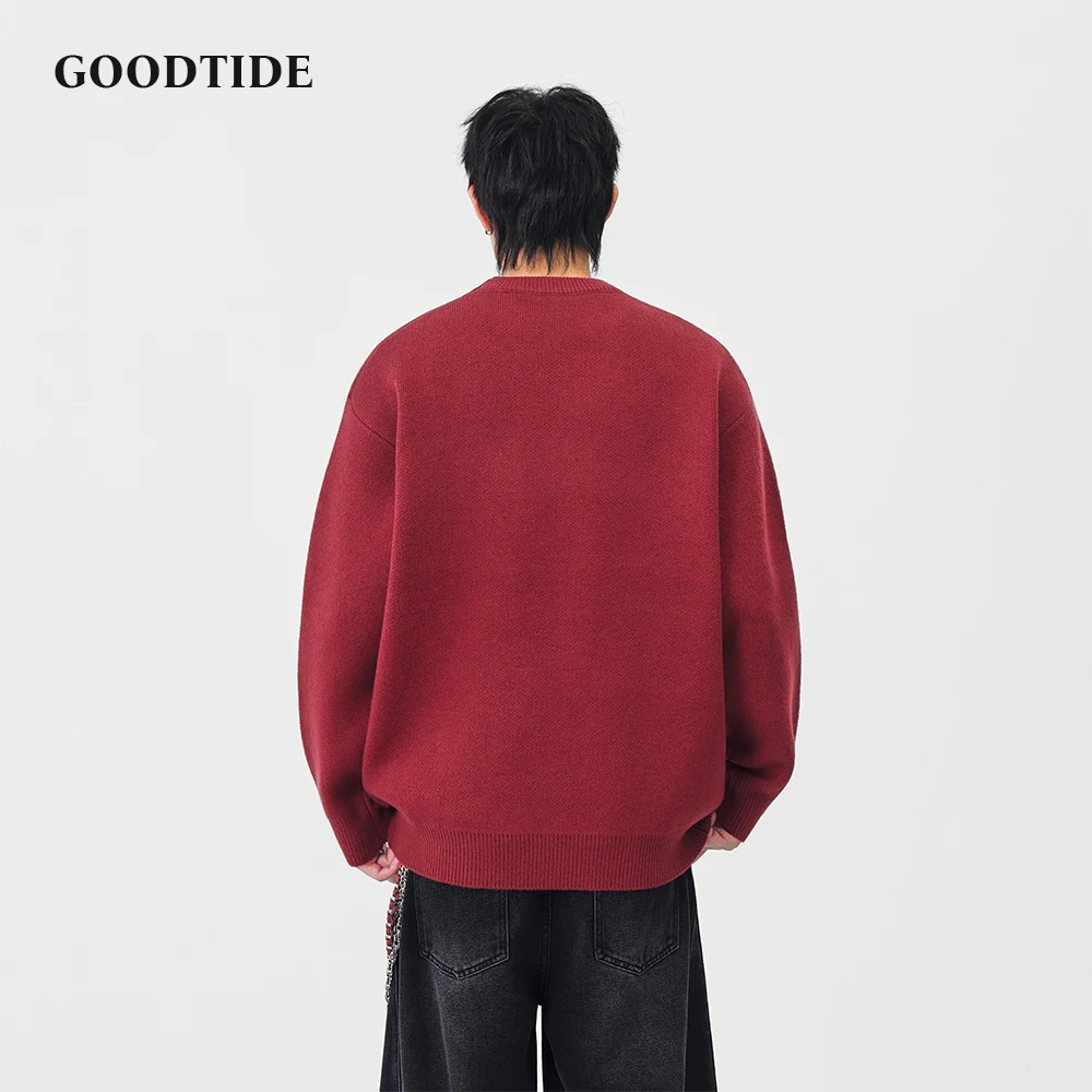 Fashion Men's Casual Crew Neck Sweater 2025 Winter New Abstract Pattern Letter Print Knitted Pullover Soft Long Sleeve Top