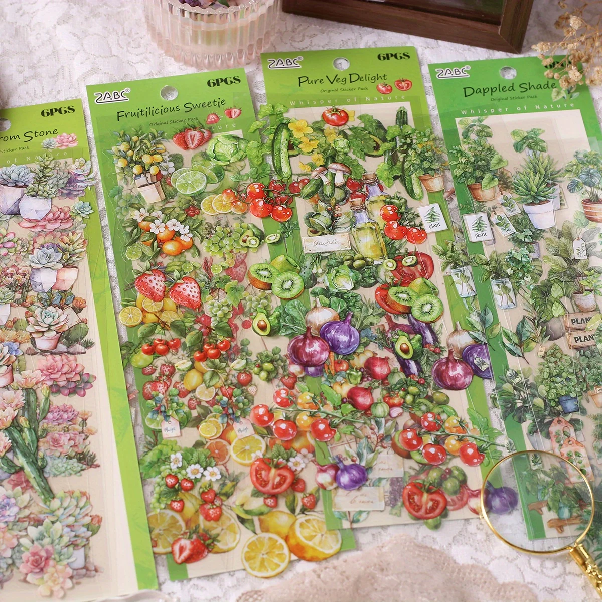 Journamm 6sheets Pre-cut Sticker Fruit Plants Theme for Scrapbooking Supplie Aesthetic Junk Journal Creative Decor Album Sticker