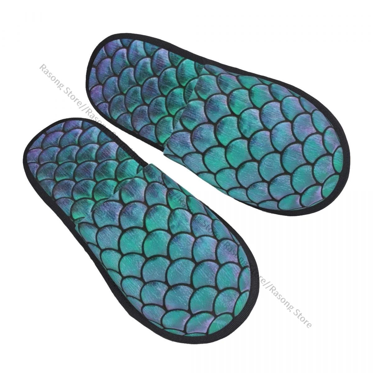 Plush Indoor Slippers Mermaid Scales Warm Soft Shoes Home Footwear Autumn Winter