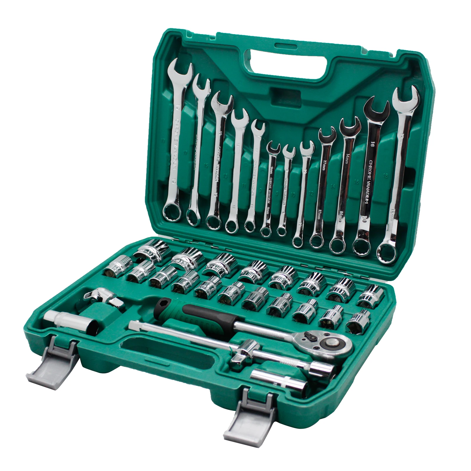 

37 Pieces Mirror Combination Wrench Socket Carbon Steel Top Quality Combination 1/2" Ratchet Handle Tool Set Vde