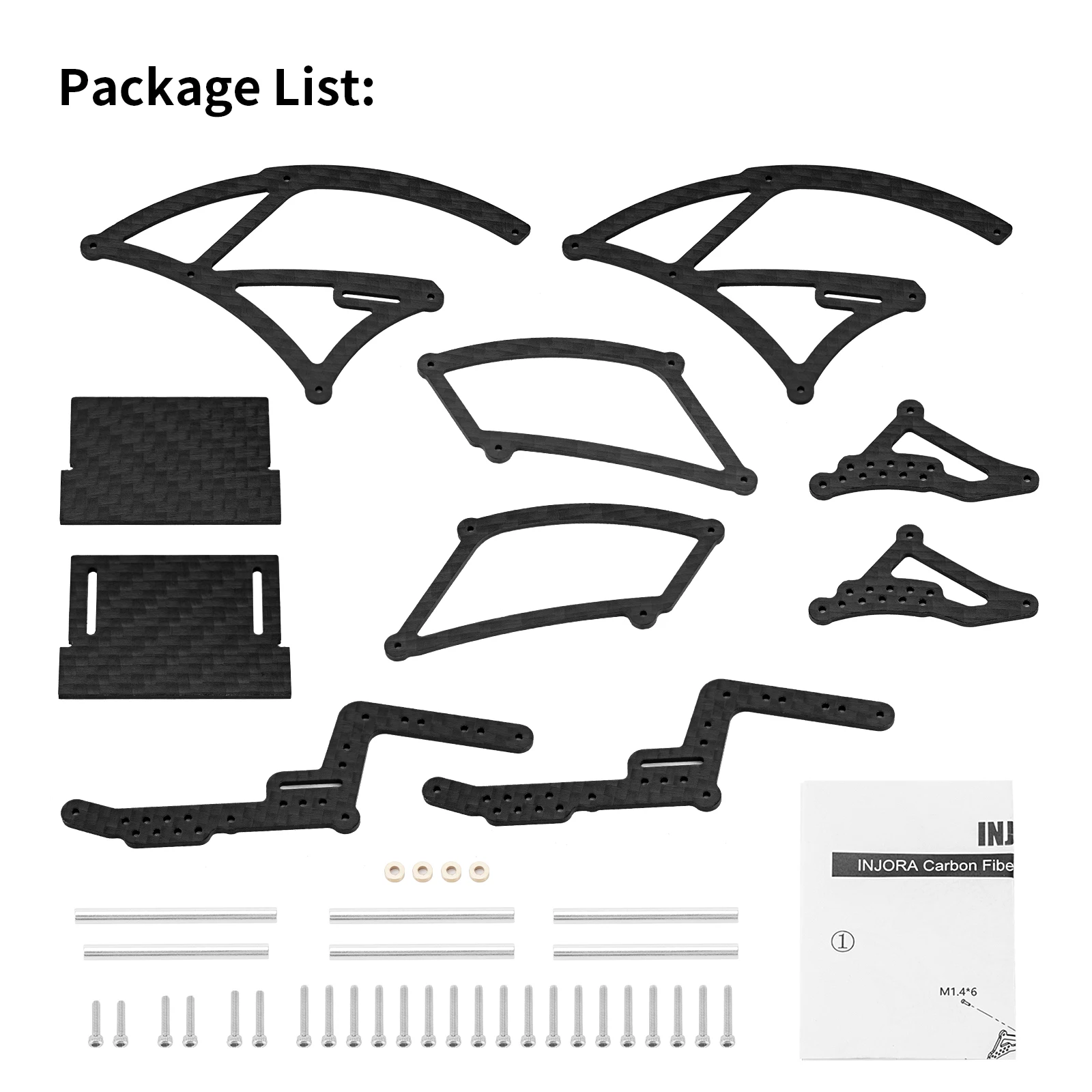 INJORA Kangaroo Carbon Fiber Chassis Frame Kit For 1/24 RC Crawler SCX24 Deadbolt Jeep JLU C10 Bronco (SCX24-165)