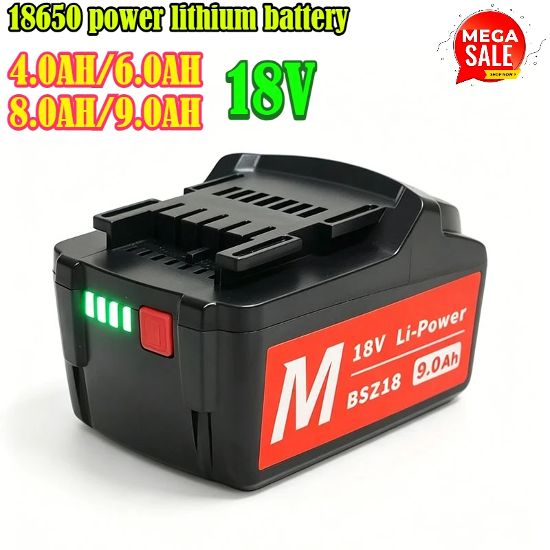 18V Suitable for Metabo BSZ18 9.0Ah Rechargeable Li-ion Cordless Power Tool Battery Compatible Tools Durable and Long-lasting