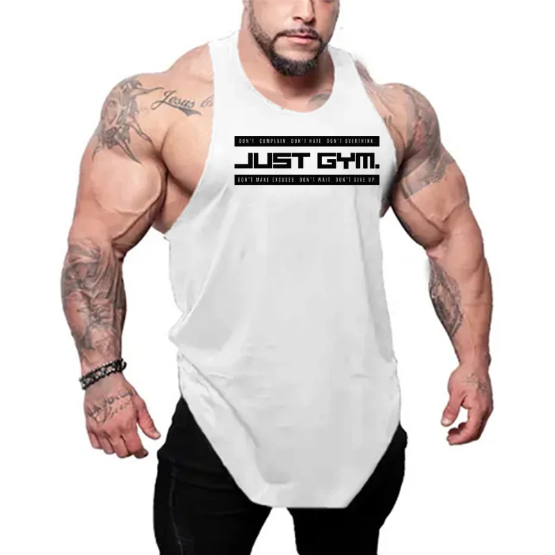 Men Running Vest Cotton basketball Y-Back Plain Off-Shoulder Gym Workout Tank Breathable Training Fitness Sleeveless Workout Top