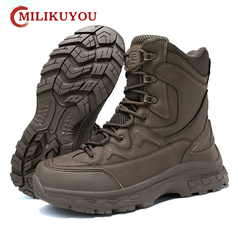 

Winter Men's Boots Man Waterproof Sneakers Trekking Shoes Work Shoes Non-slip Rubber Boots Training Hiking Shoes Big Size 39-47