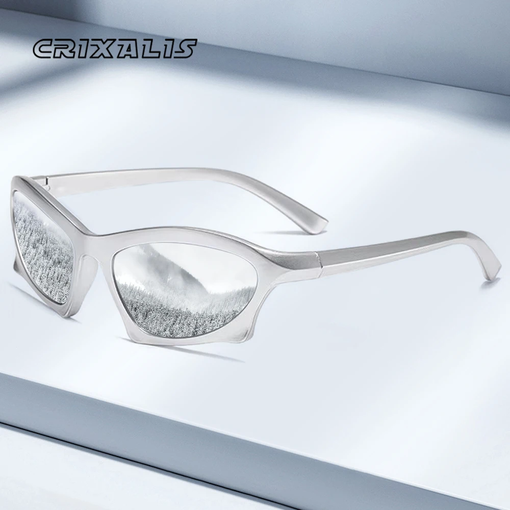 CRIXALIS Y2k Steampunk Sonnenbrille für Männer Frauen Mode Sport Sonnenbrille Unisex Goggle Shades Punk Spiegel Brillen UV400