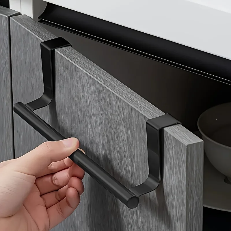 Modern Stainless Steel Kitchen Towel Hook Wall-Mounted No-Drill Installation Tool-Free Simple Installation Essential for Home Or