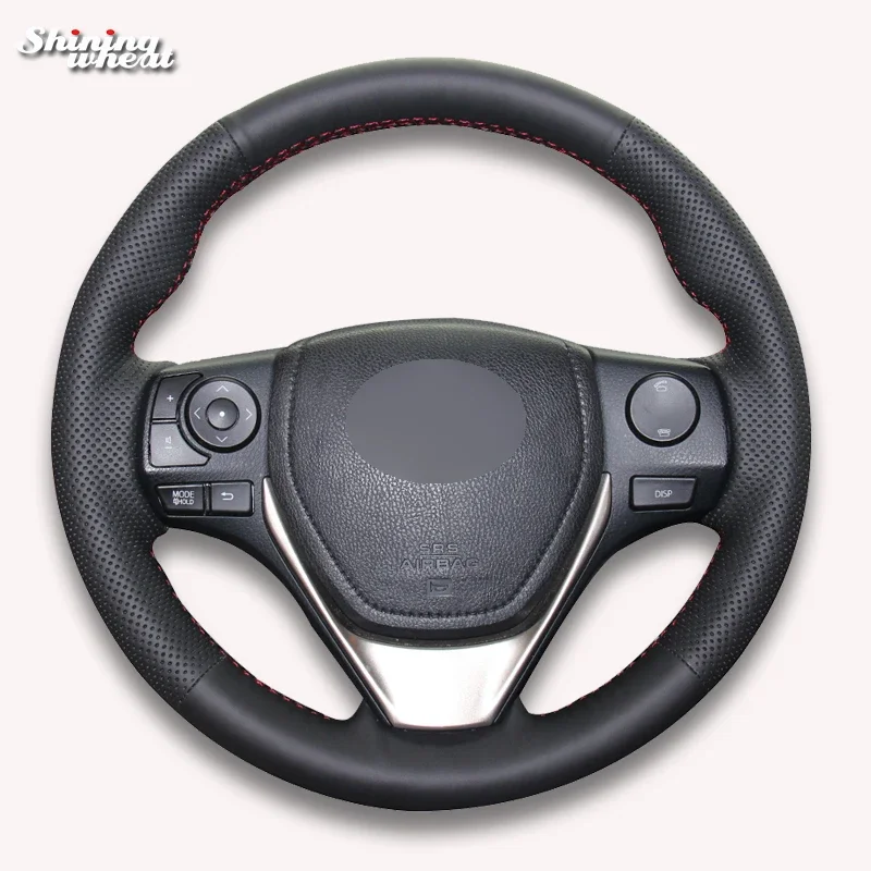 Shining wheat Black Artificial Leather Steering Wheel Cover for Toyota RAV4 2013-2018 Toyota Corolla 2014-2017 Auris 2013-16