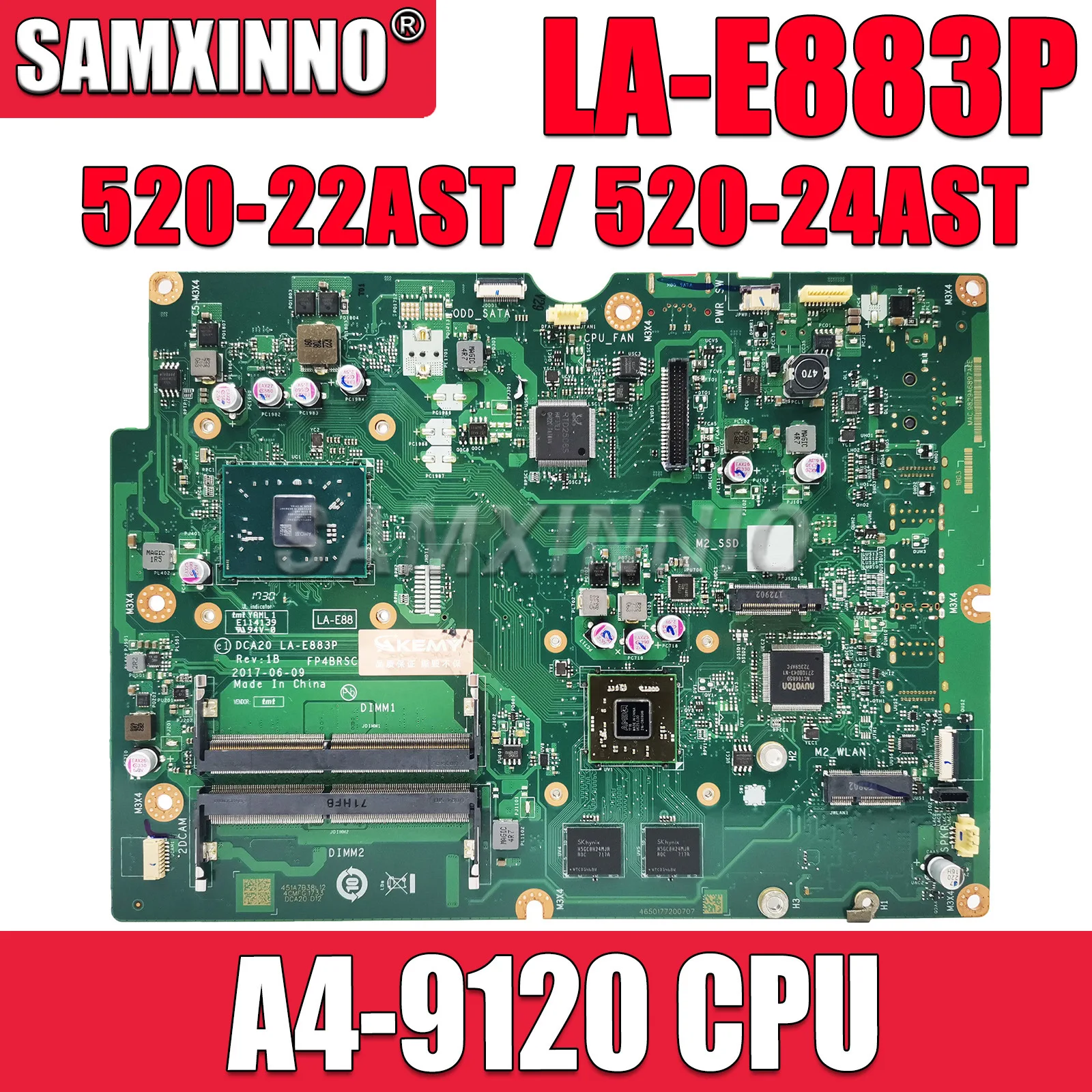 

SAMXINNO Mainboard For Lenovo AIO 520-22AST 520-24AST All-in-One Laptop Motherboard With AMD CPU A4 DCA20 LA-E883P DDR4