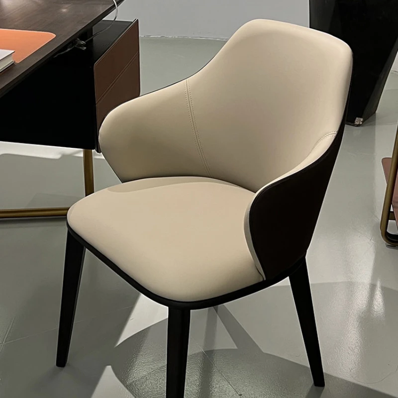 Leather Modern Simple Restaurant Lounge Chair Back Chair