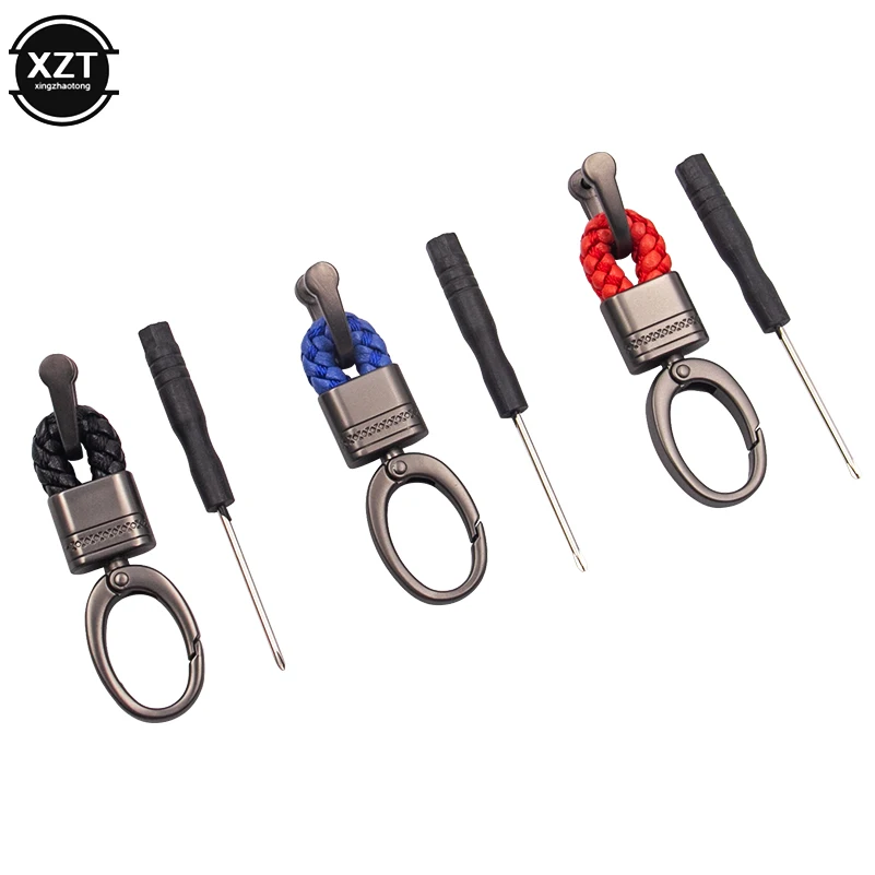 

New Car Key Holder Creative Mini Craft Horseshoe Buckle Woven Rope Large End Metal Keychain Fashionable Handmade Car Pendant