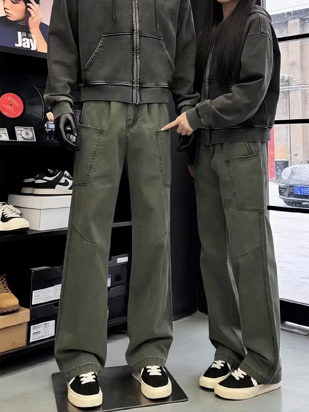 

Military een Workwear Jeans Men's Straight Leg Knife ket High Rise Casual Trousers American Street Sle Winter Resistant