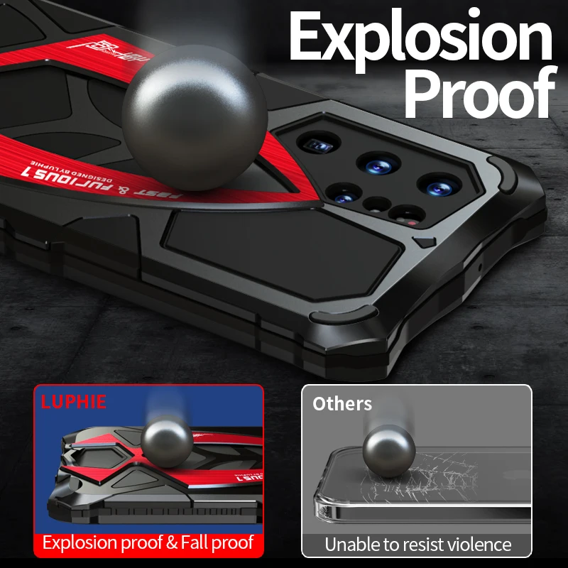 SportsCar 3Proof Fundas Metal Case for Samsung Galaxy S22 Ultra S22Ultra Rosdster 360°All Round Coverage Protection Cover