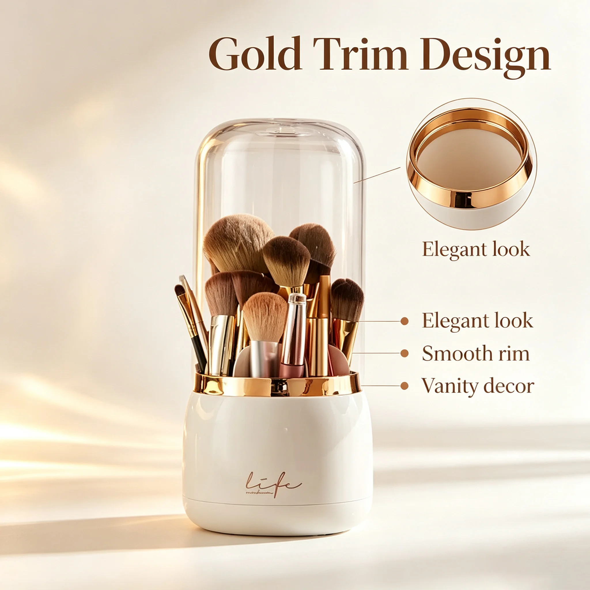 Dust‑proof Makeup Brush Storage Container Clear Cover for Bedroom Vanity Protect Brushes