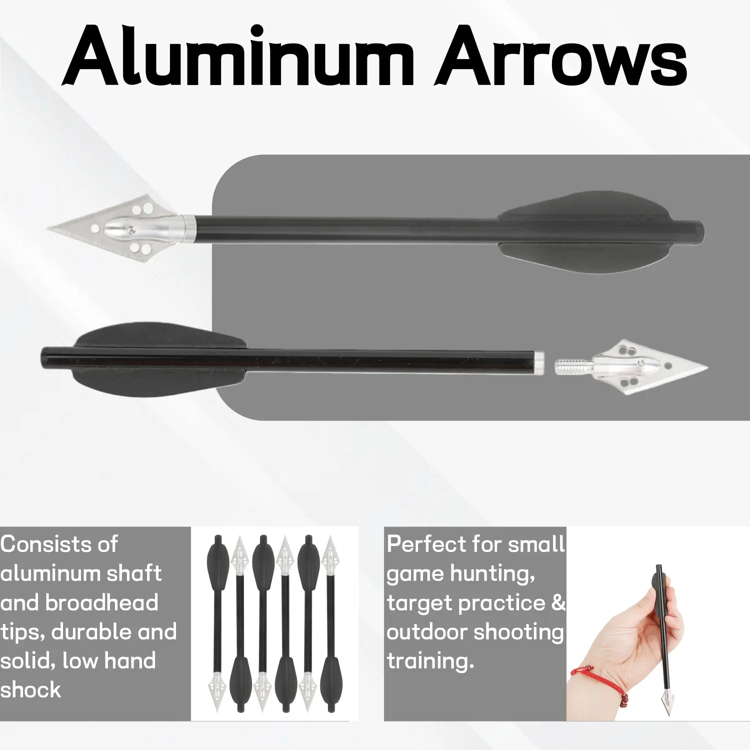 6 قطعة سهام ألومنيوم للرماية أطراف فولاذية قابلة للاستبدال 6.3 بوصة مع دوارات 1.8 بوصة لممارسة الصيد والنشاب والرماية الهدف Acc #3