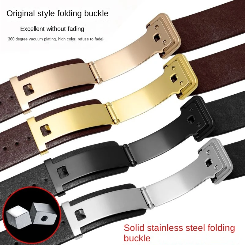 For Huawei B3 B6 B7 Bracelet Leather strap b5 mocha brown sports intelligent business version foldable buckle watch chain 16mm