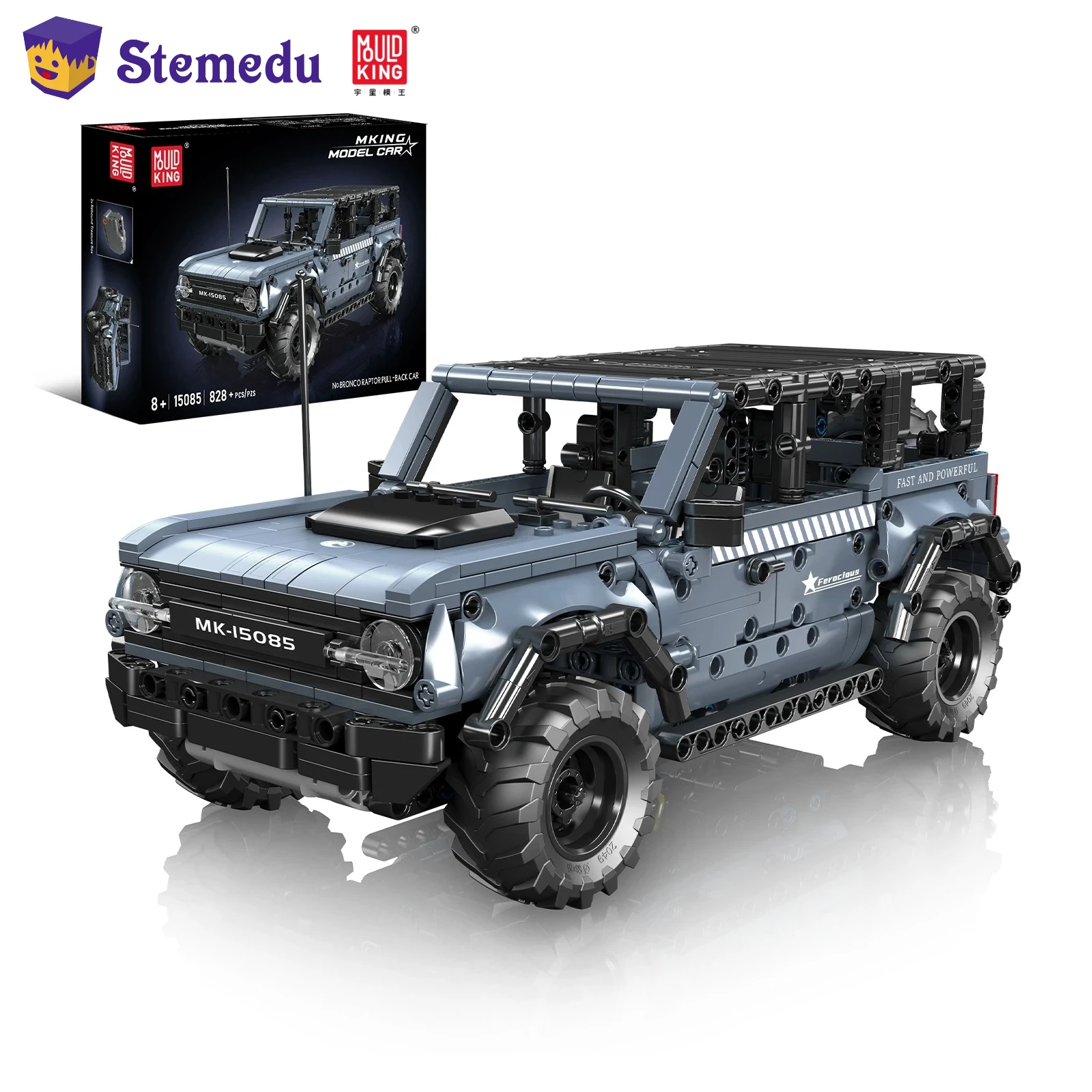 

Mould King 828pcs NO.Bronco Paptor Pull-back Car Model Mini SUV Vehicle Building Blocks Bricks 15085 DIY Creative Toy Gift