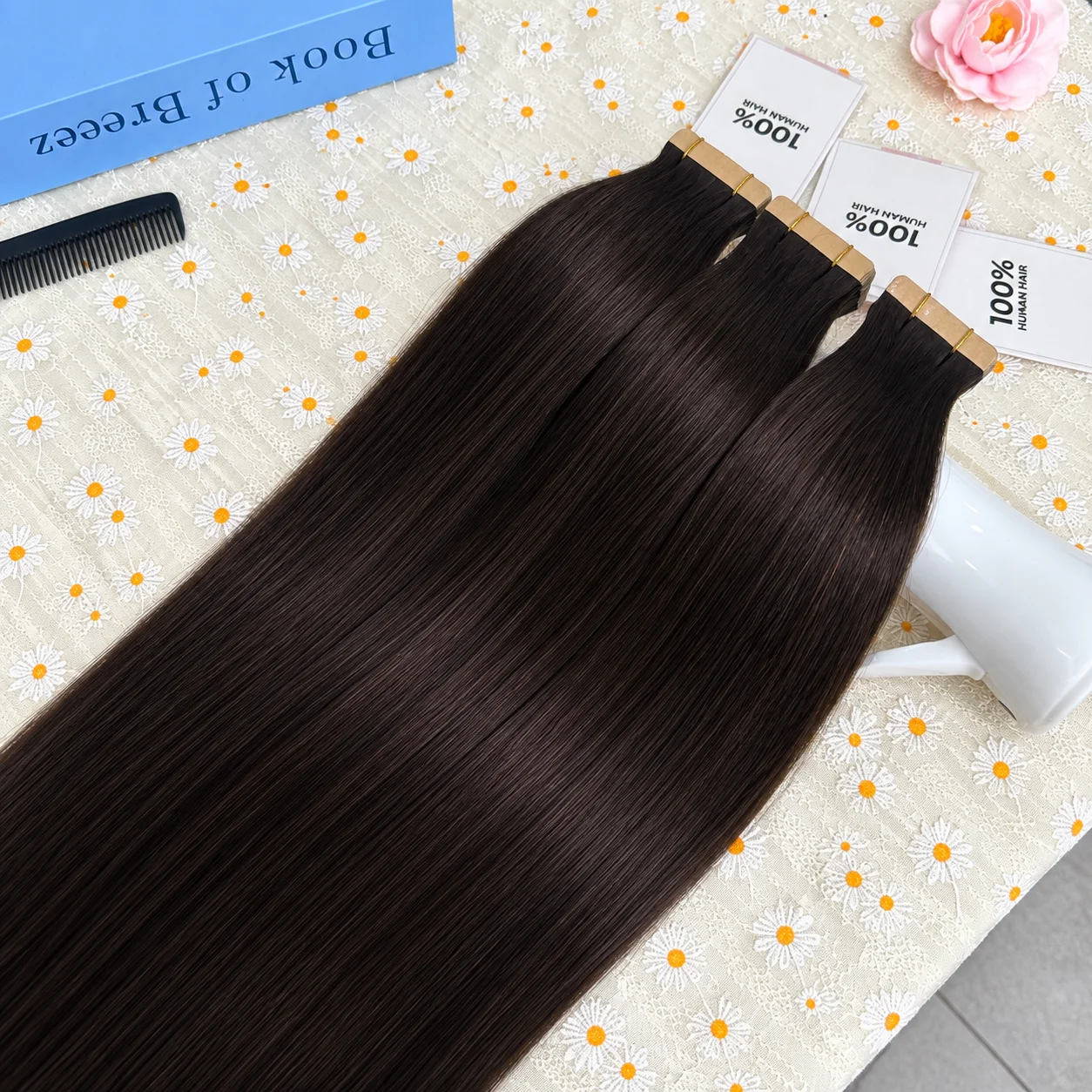 18 20 22 24 Inch Seamless Skin Weft Tape In Hair Extensions For Women Remy Human Hair 2# Dark Brown Straight PU Tape Hair 21 Pcs Per Pack