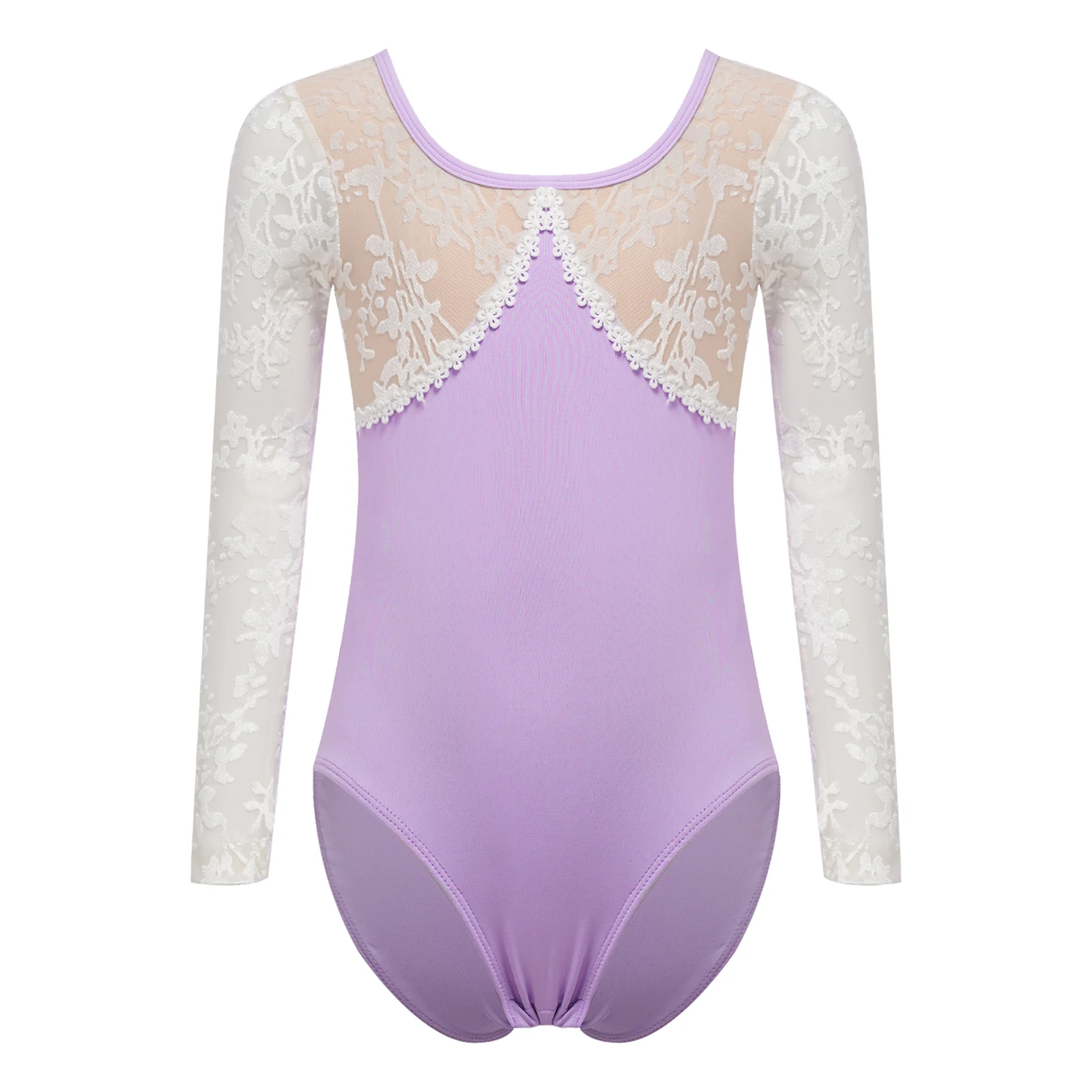 Kids Girls Ballet Dance Dress Gymnastic Leotard Lace Mesh Jacquard Long Sleeve Dance Bodysuit+Skirts Ballerina Fairy Party Dress